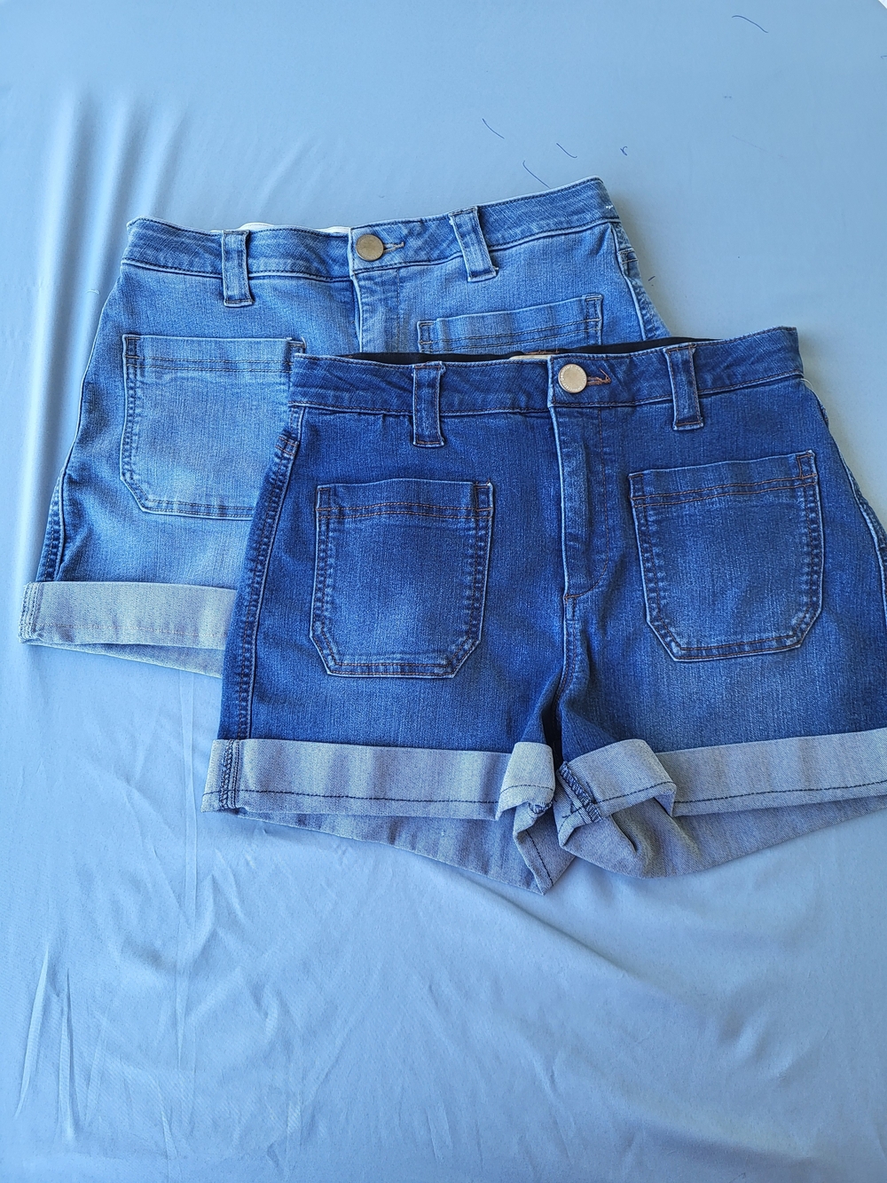 Democracy "Ab"solution High Rise Utility Patch Pocket Cuffed Denim Shorts Bundle